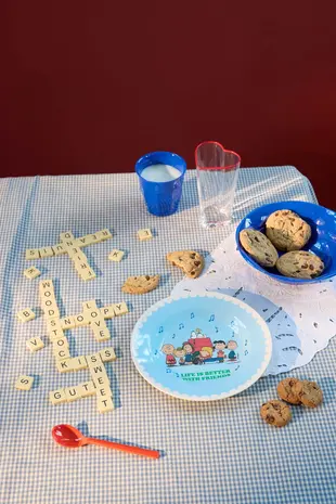 Rice Melamine Kinderbordje Soft Blue Snoopy Print