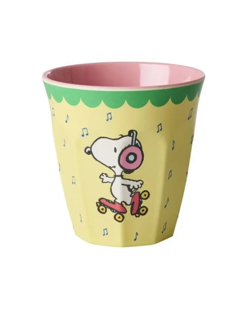 Rice Melamine Beker Medium Yellow Snoopy Print
