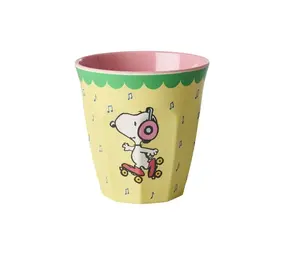 Rice Melamine Beker Medium Yellow Snoopy Print