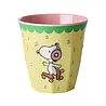 Rice Melamine Beker Medium Yellow Snoopy Print