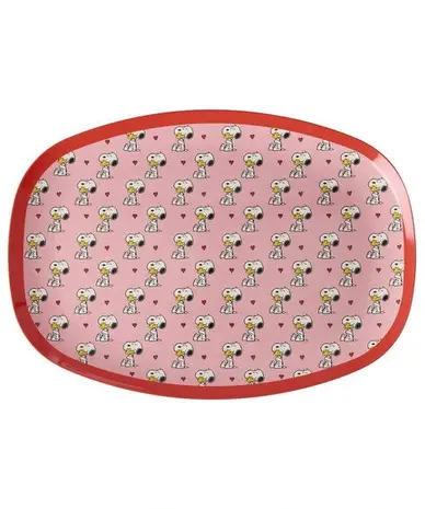 Rice Melamine Bord Ovaal Pink Snoopy Print