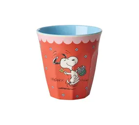 Rice Melamine Beker Medium Red Snoopy Print