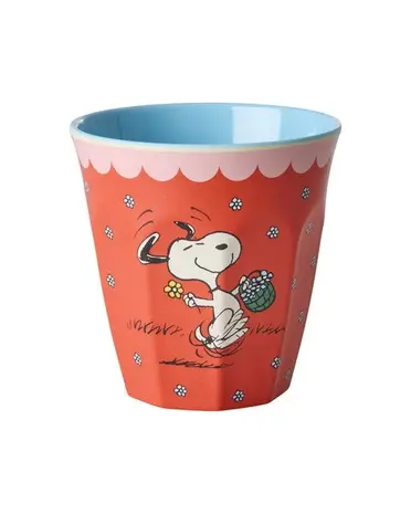 Rice Melamine Beker Medium Red Snoopy Print