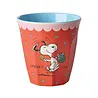 Rice Melamine Beker Medium Red Snoopy Print