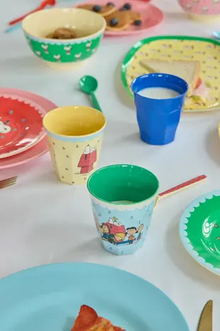 Rice Melamine Beker Medium Soft Blue Snoopy Print