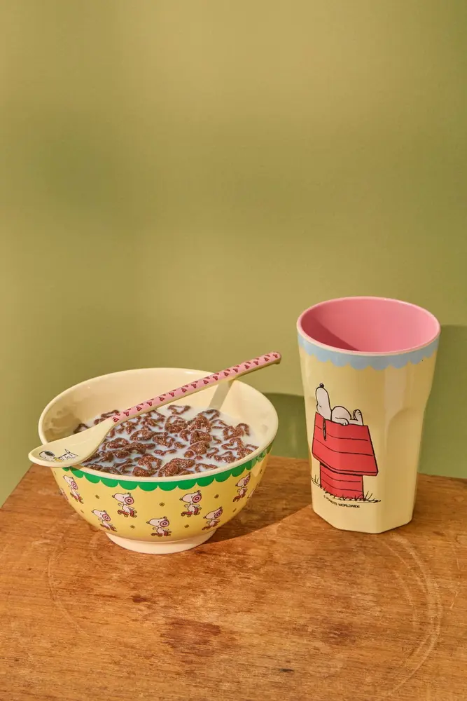 Rice Melamine Beker Tall Cream Snoopy Print