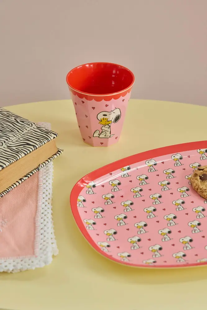 Rice Melamine Beker Medium Pink Snoopy Print
