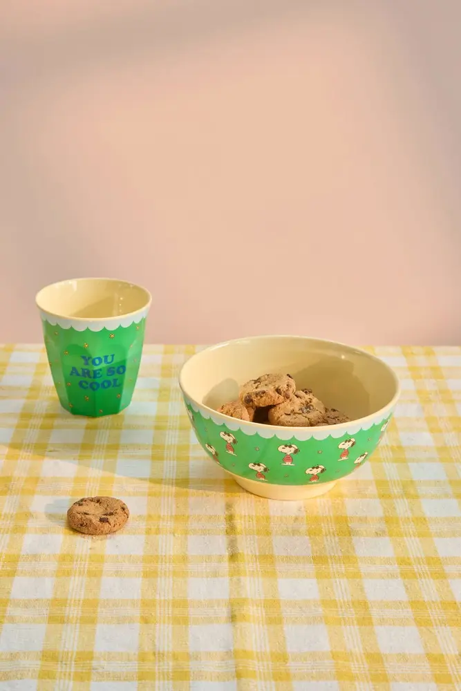 Rice Melamine Kommetje Medium Green Snoopy Print