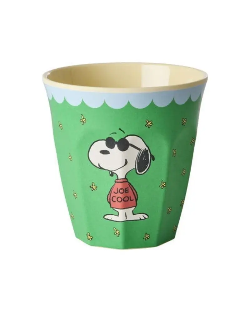 Rice Melamine Beker Medium Green Snoopy Print
