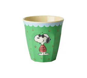 Rice Melamine Beker Medium Green Snoopy Print
