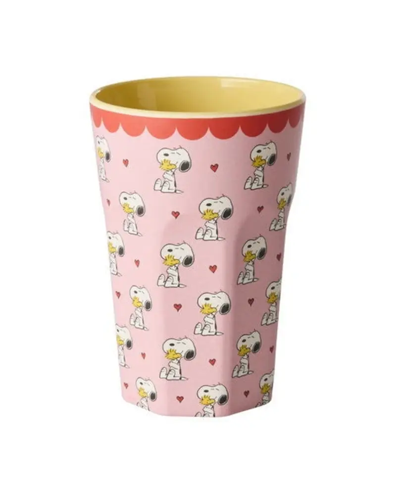 Rice Melamine Beker Tall Pink Snoopy Print