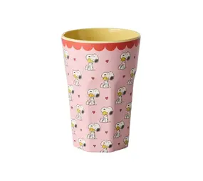 Rice Melamine Beker Tall Pink Snoopy Print