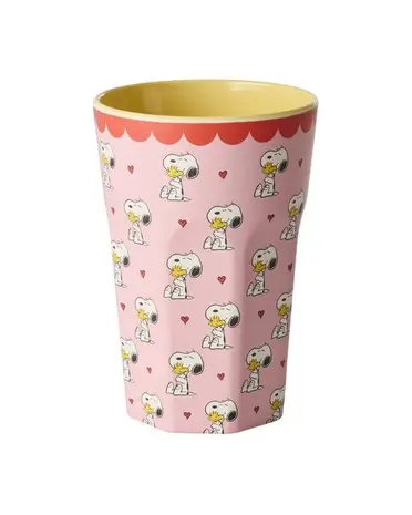 Rice Melamine Beker Tall Pink Snoopy Print
