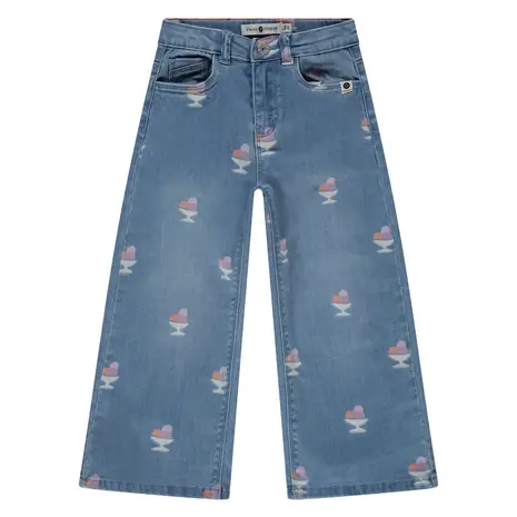 Stains & Stories Broek Wide Leg Medium Blue