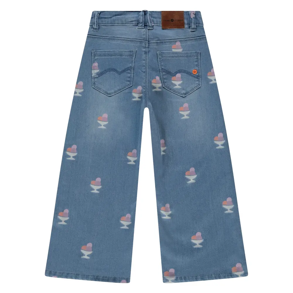 Stains & Stories Broek Wide Leg Medium Blue