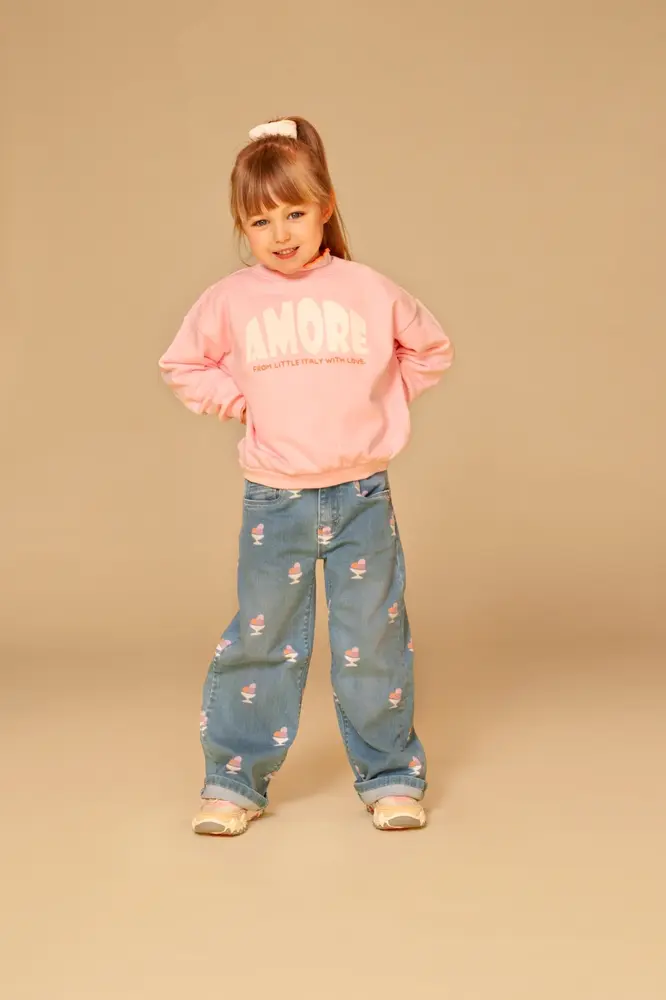 Stains & Stories Broek Wide Leg Medium Blue