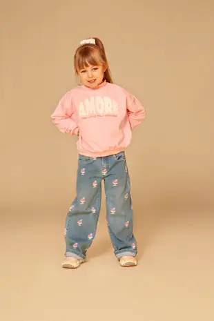 Stains & Stories Broek Wide Leg Medium Blue
