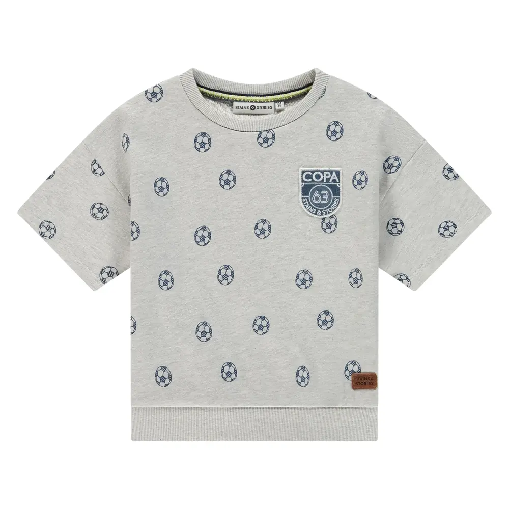 Stains & Stories Shirt Short Sleeve Light Grey Melange