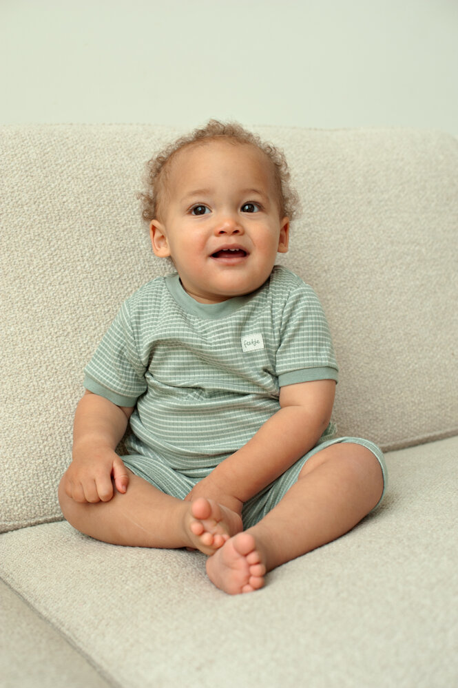 Feetje Pyjama's Summer Special Shortama Wafel Zeegroen