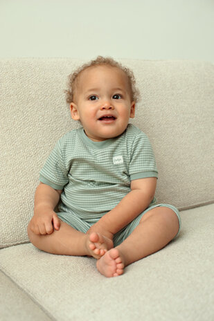 Feetje Pyjama's Summer Special Shortama Wafel Zeegroen