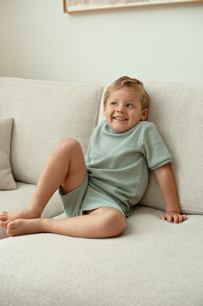 Feetje Pyjama's Summer Special Shortama Wafel Zeegroen