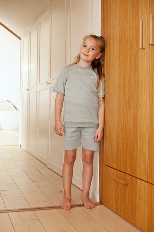 Feetje Pyjama's Summer Special Shortama Wafel Zeegroen