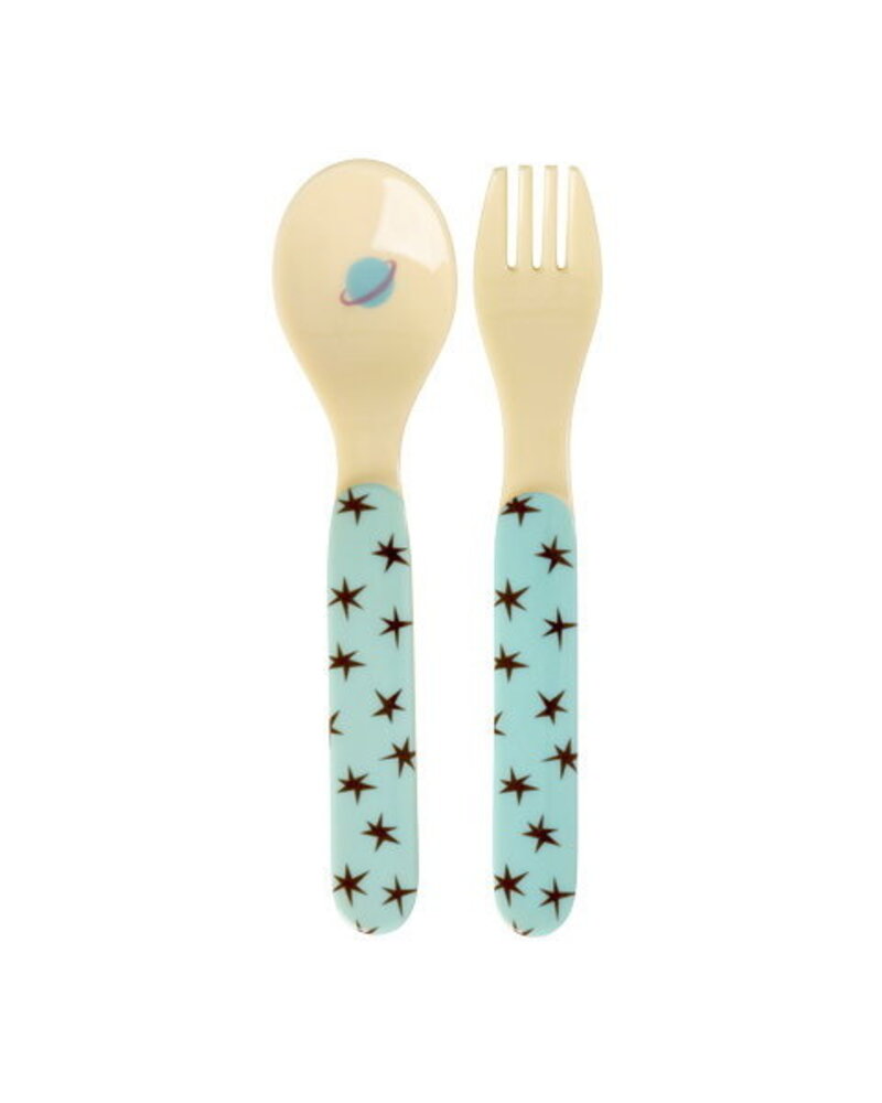Rice Melamine Lepel en Vork - Dogs in Space Rice Melamine Lepel en Vork - Dogs in Space