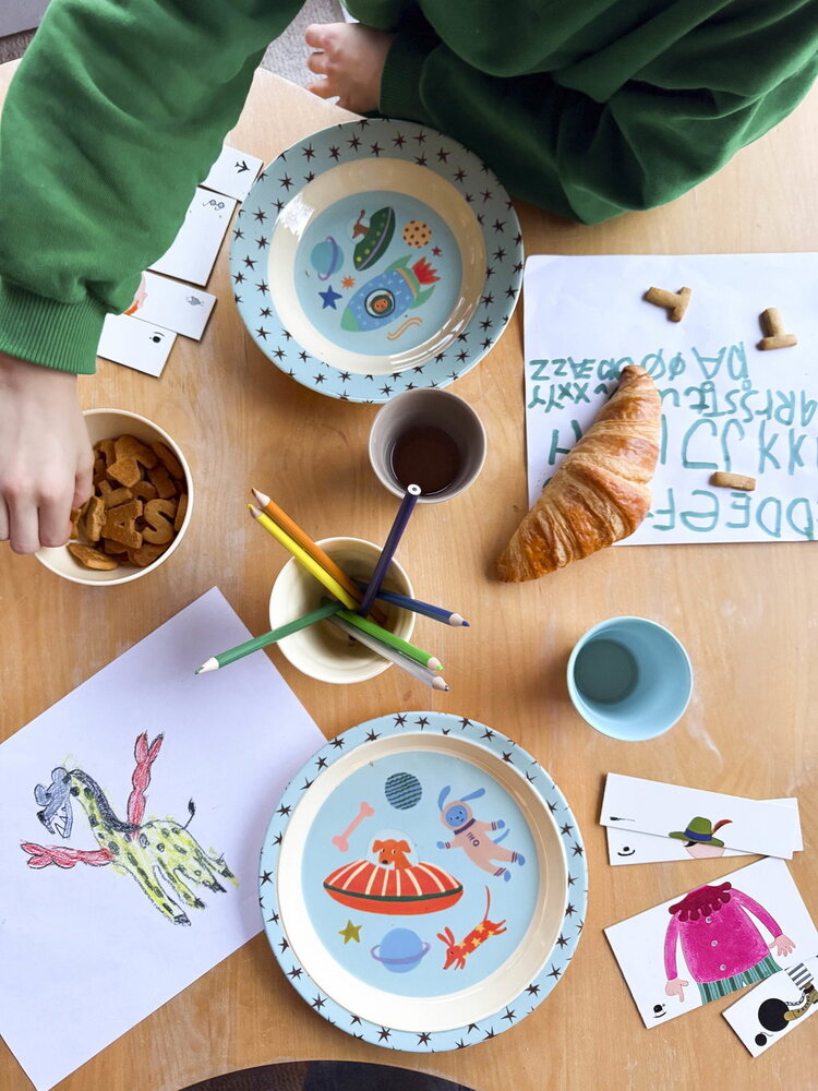 Rice Melamine Diep Bord - Dogs in Space Rice Melamine Diep Bord - Dogs in Space