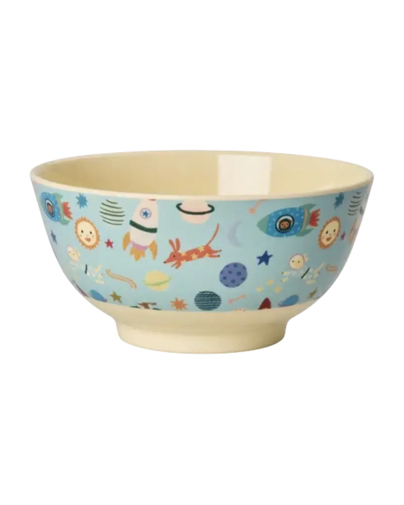 Rice Melamine Bowl with Dogs in Space Print - Medium - 700 ml