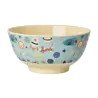 Rice Melamine Bowl with Dogs in Space Print - Medium - 700 ml
