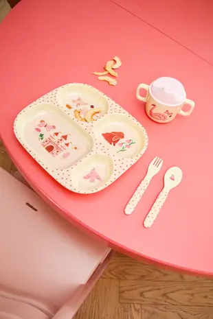 Rice Melamine Kids 4 Room Plate with Fairytale Print Rice Melamine Kids 4 Room Plate with Fairytale Print