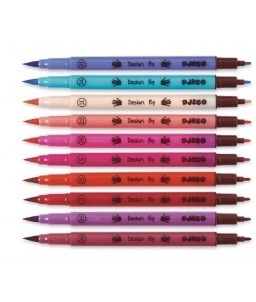 Djeco Dubbele Brushpennen - Sweet - 10 stuks Djeco Dubbele Brushpennen - Sweet - 10 stuks