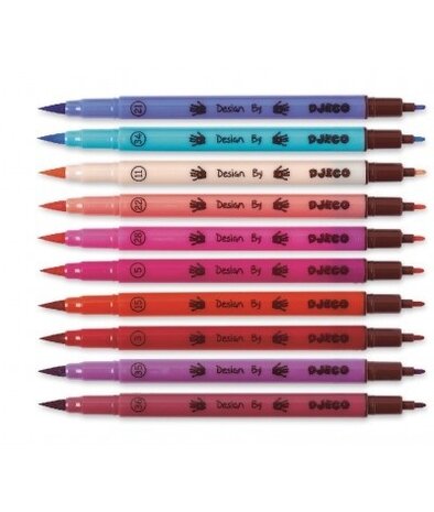 Djeco Dubbele Brushpennen - Sweet - 10 stuks Djeco Dubbele Brushpennen - Sweet - 10 stuks
