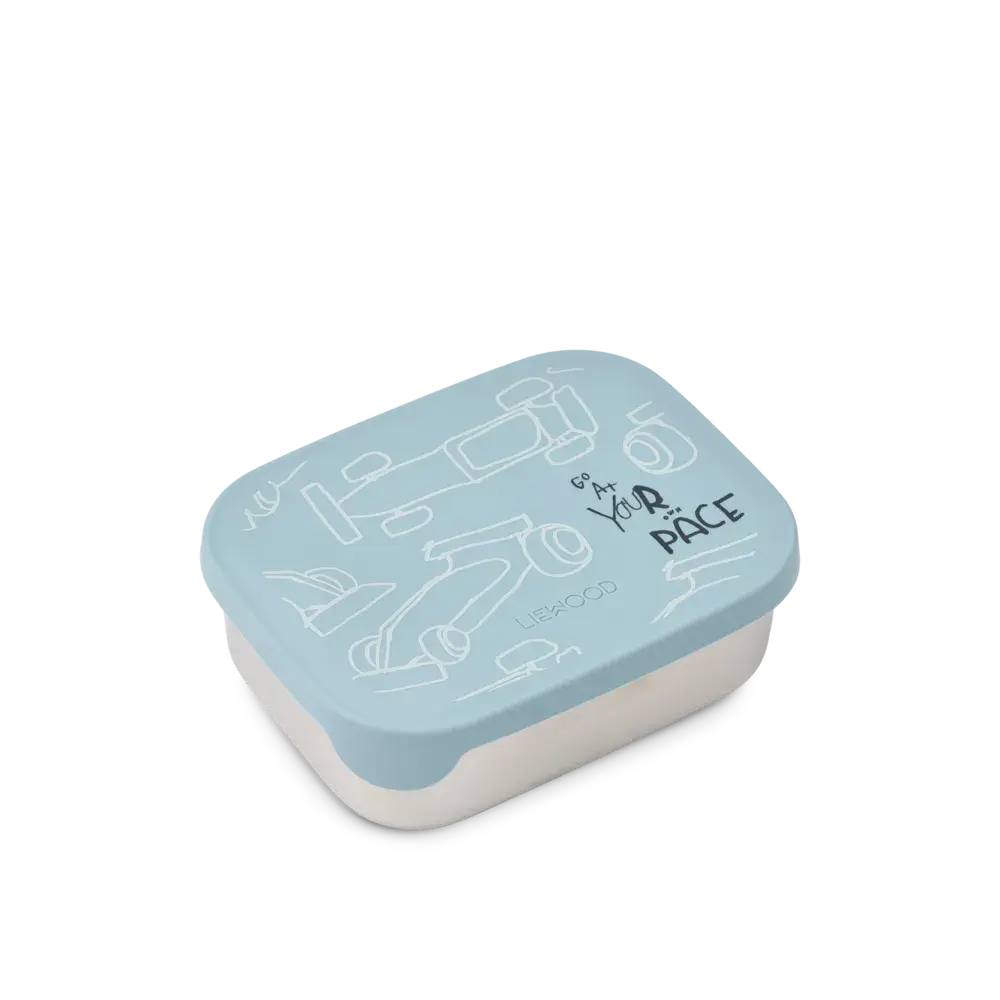 Liewood Lunchbox Arthur Race Cars Beach Blue