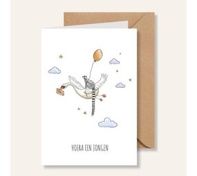 Juulz Illustrations Wenskaart Hoera Een Jongen Juulz Illustrations Wenskaart Hoera Een Jongen