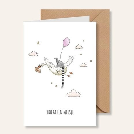 Juulz Illustrations Wenskaart Hoera Een Meisje Juulz Illustrations Wenskaart Hoera Een Meisje