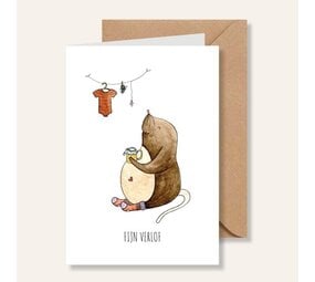 Juulz Illustrations Wenskaart Fijn Verlof Mol Juulz Illustrations Wenskaart Fijn Verlof Mol
