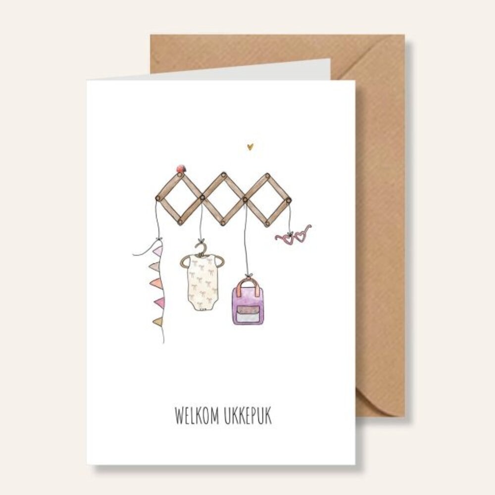 Juulz Illustrations Wenskaart Welkom Ukkepuk Meisje Juulz Illustrations Wenskaart Welkom Ukkepuk Meisje