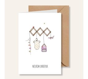 Juulz Illustrations Wenskaart Welkom Ukkepuk Meisje Juulz Illustrations Wenskaart Welkom Ukkepuk Meisje