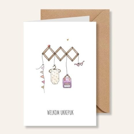 Juulz Illustrations Wenskaart Welkom Ukkepuk Meisje Juulz Illustrations Wenskaart Welkom Ukkepuk Meisje
