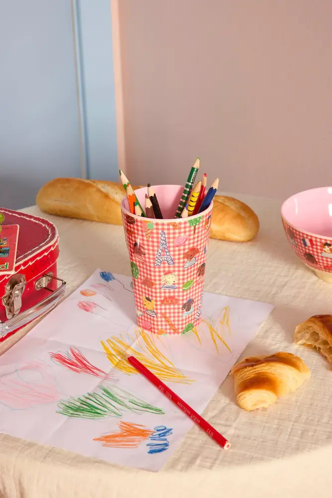 Rice Melamine Beker - Large - Red Kids in Paris Rice Melamine Beker - Large - Red Kids in Paris