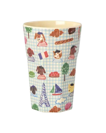 Rice Melamine Beker - Large - Blue Kids in Paris Rice Melamine Beker - Large - Blue Kids in Paris