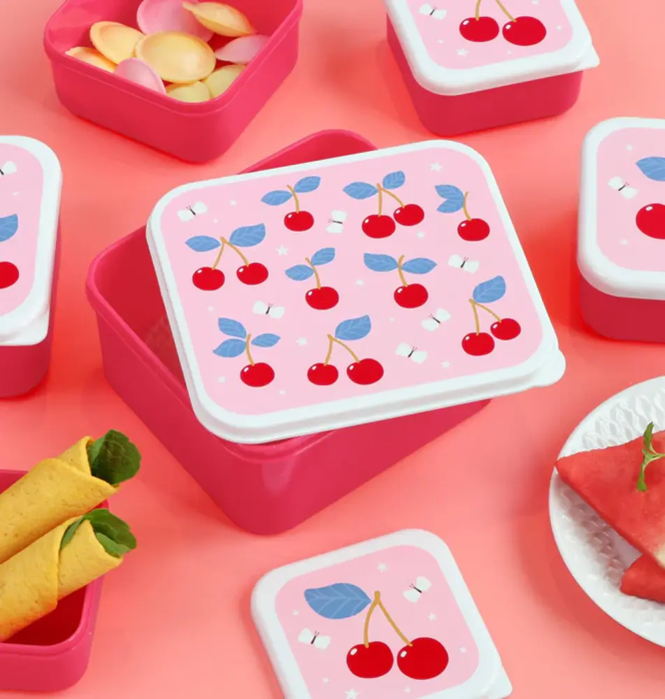 A Little Lovely Company Lunch & Snack Box Set Kersen A Little Lovely Company Lunch & Snack Box Set Kersen