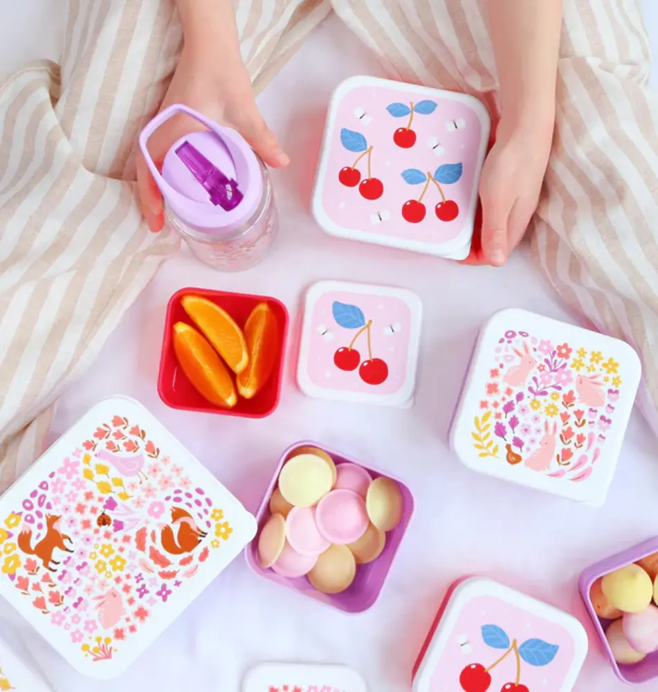 A Little Lovely Company Lunch & Snack Box Set Kersen A Little Lovely Company Lunch & Snack Box Set Kersen