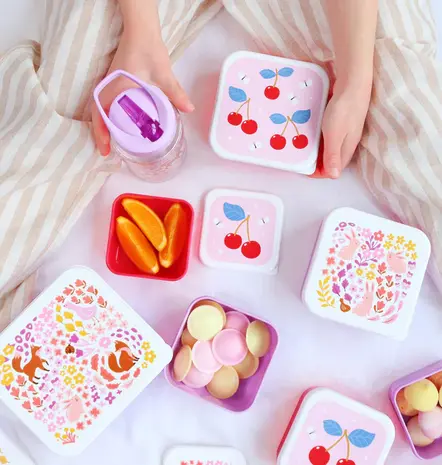 A Little Lovely Company Lunch & Snack Box Set Kersen A Little Lovely Company Lunch & Snack Box Set Kersen