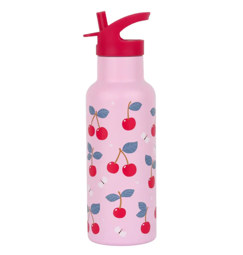 A Little Lovely Company Drinkfles XL RVS Kersen A Little Lovely Company Drinkfles XL RVS Kersen