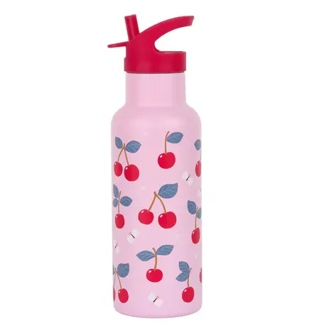 A Little Lovely Company Drinkfles XL RVS Kersen A Little Lovely Company Drinkfles XL RVS Kersen