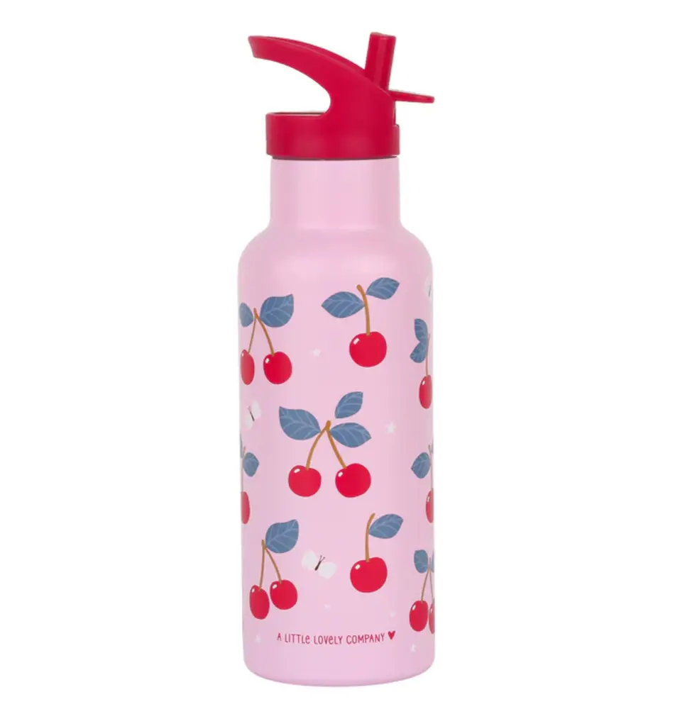 A Little Lovely Company Drinkfles XL RVS Kersen A Little Lovely Company Drinkfles XL RVS Kersen