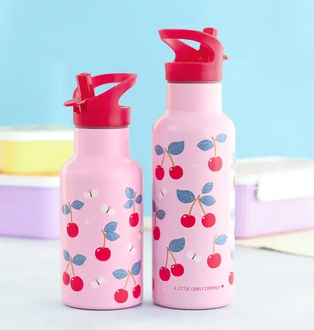 A Little Lovely Company Drinkfles XL RVS Kersen A Little Lovely Company Drinkfles XL RVS Kersen