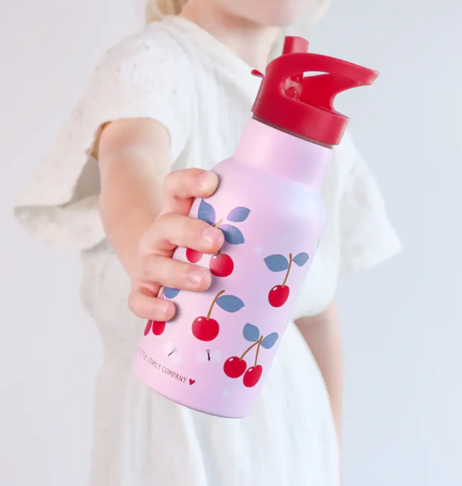 A Little Lovely Company Drinkfles RVS Kersen A Little Lovely Company Drinkfles RVS Kersen